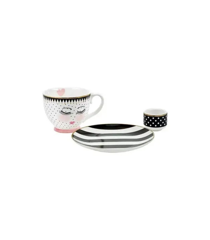 Lace Espresso set di 4 tazze con ricamo Miss Etoile