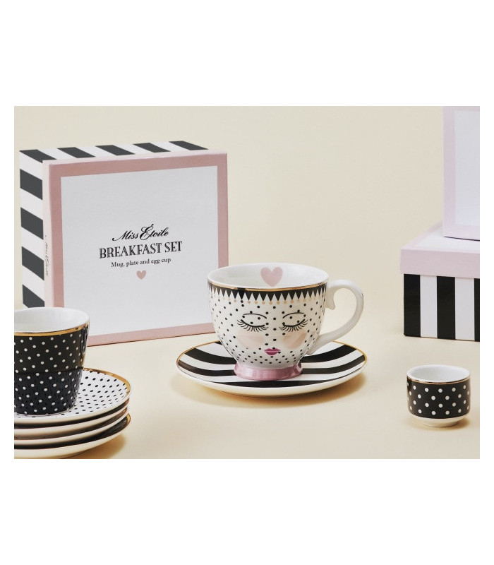 Lace Espresso set di 4 tazze con ricamo Miss Etoile