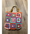 Borsa morbida Crochet fatto a mano, con manici in Bambu'