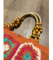 Borsa morbida Crochet fatto a mano, con manici in Bambu'