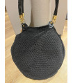 Borsa morbida Crochet fatto a mano, con manici intrecciati in ecopelle e dettagli in oro Dimensioni:  29 X 28 CM ( con manici H