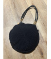 Borsa morbida Crochet fatto a mano, con manici intrecciati in ecopelle e dettagli in oro Dimensioni:  29 X 28 CM ( con manici H
