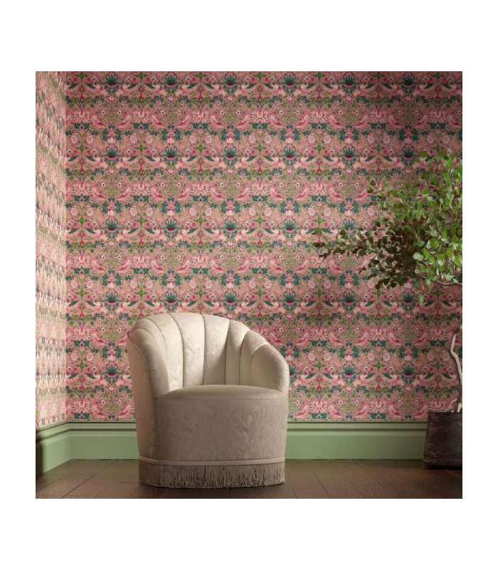 Strawberry Thief , Morris & Co Bedford Park Collection Colore: Miami Strip