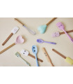 Spatola con occhietti in silicone e legno