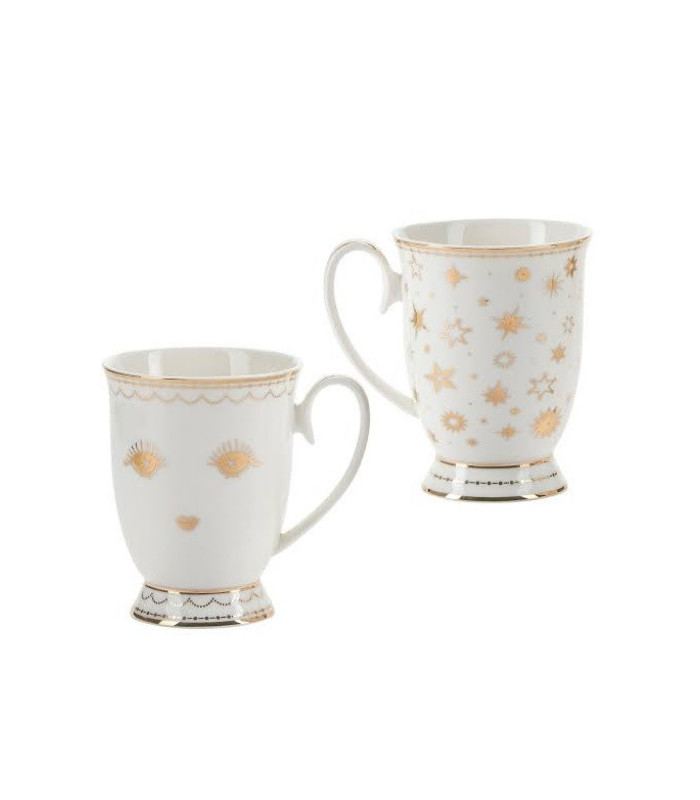Set di 2 Mugs in ceramica con disegni oro , Miss Etoile