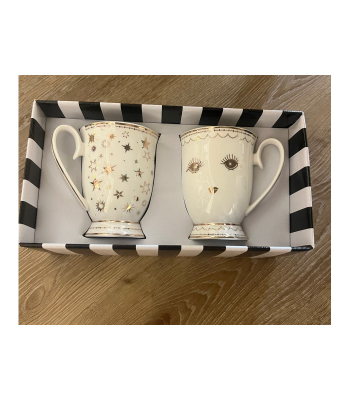 Set di 2 Mugs in ceramica con disegni oro , Miss Etoile